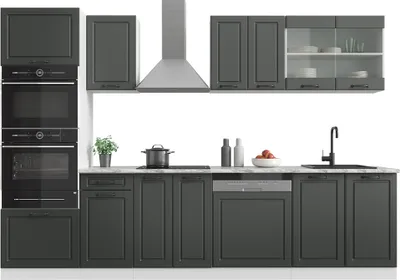 Immagine prodotto di Cucina componibile Vicco R-Line Antracite rustico 300 cm con armadio alto, PL Antracite, Model 42397