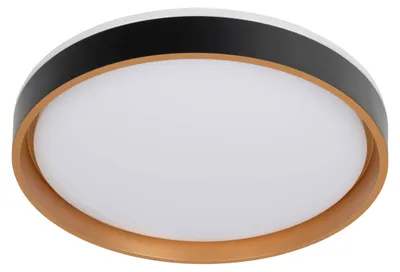Image de Plafonniers - Plafonnier LED "TUNIS", diamètre : 39 cm, lampe de plafond de style moderne, en métal et en plastique, noir et or, hauteur : 7,5 cm, diamètre : 39 cm, avec LED, variateur intégré, et fonction mémoire