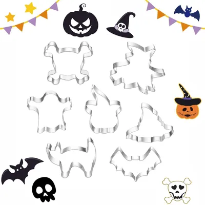 7er Set Halloween-Keksausstecher aus Edelstahl