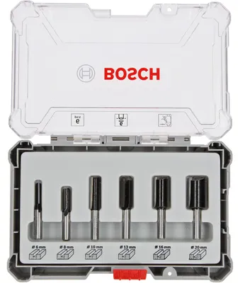 Obrázek produktu pro Bosch 2607017465, Sada bitů, 6 mm, 6 kusů, 54, 50, 60, 60, 60, 60 mm, 20, 20, 30, 30, 30, 30 mm, 6, 8, 10, 12, 16, 20 mm