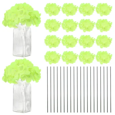 66 künstliche Hortensienblüten, grasgrün, 25 cm, für Dekoration