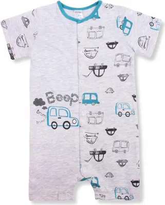 Produktbild von Baby Strampler – Ganzkörper mit Automotiv – Grau – Größe 68 (4–6 Monate) – 100% Baumwolle – Bequem und stylisch