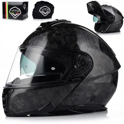 Produktbild von Vito Carbon Klapphelm mit Karbon-Schale und Sonnenblende | Motorradhelm Systemhelm Modularhelm | ECE 22.06