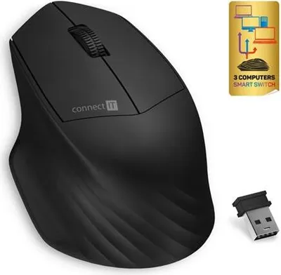 Obrázek produktu pro CONNECT IT Triple SmartSwitch bezdrátová myš, 2.4 GHz & BT, ČERNÁ