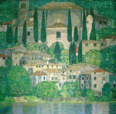 Produktbild von Legendarte - Kunstdruck auf Leinwand - Kirche in Cassone Gustav Klimt - Wanddeko, Canvas cm. 50x50