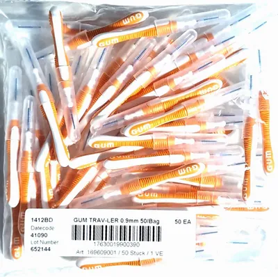 Produktbild von GUM TRAV-LER Interdentalbürsten orange 0,9mm - 50 Stück im Beutel