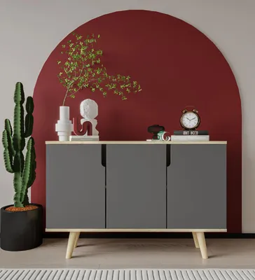 Obrázok produktu pre Skye Decor, kvalitný konzolový stolík, 120 x 80 x 30 cm, farba Sapphire Oak & Anthrazit | 100 % melamínom potiahnutá drevotriesková doska, možnosť montáže na stenu, škandinávsky dizajn, množstvo políc.