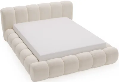 Obrázok produktu pre Čalúnená posteľ 160x200 Cloud – dvojposteľ s hrubou penovou výplňou, úložným priestorom, roštom – elegantný dizajn, krémová (Komodo 10)
