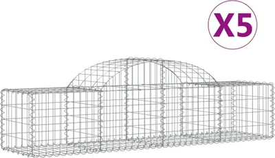 Produktbild von vidaXL Gabionen mit Hochbogen 5 Stk. 200x50x40/60 cm Verzinktes Eisen