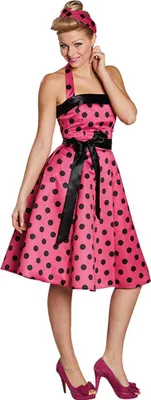 Produktbild von Punktekleid Kleid 50er Jahre Rock'n'Roll pink/schwarz 38