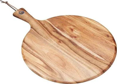 Obrázek produktu pro Dřevěná deska na předkrmy – kulatá servírovací deska – 41 x 30 cm – akáciové dřevo – velká – kuchyňský doplněk