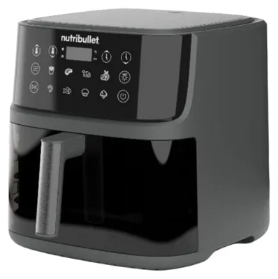Produktbild von Heißluftfritteuse CRISPLITE VISION (schwarz/silber, 2.000 Watt, Korb 8 Liter, mit Sichtfenster)