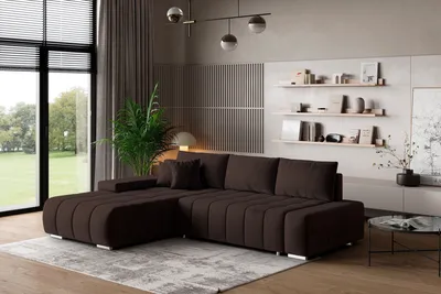 Produktbild von Masseno Ecksofa ALESE L-S mit Schlaffunktion L-Form, Sofa mit Bettkasten, Wohnzimmersofa, Couch, Soffa, Bettsofa, Couchgarnitur- Braun, MONOLITH 29