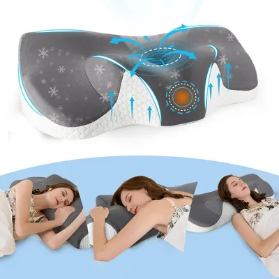 Produktbild von Kopfkissen Nackenschmerzen, Ergonomisches Memory Foam Nackenstützkissen, Orthopädische Kissen Gegen Nackenschmerzen, Schlafkissen Nackenkissen