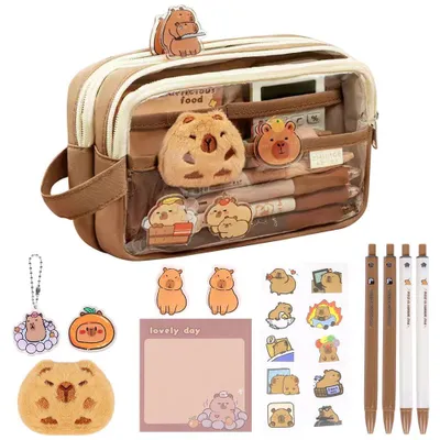 Produktbild von Capybara Federmäppchen mit großem Fassungsvermögen, tragbare Schreintasche, Federmäppchen mit Reißverschluss für Schule und Büro