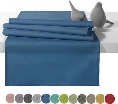 Produktbild von heimtexland Outdoor Tischläufer Garten Tischdecke 45x145 Tischdeko wasserabweisend wetterfest UV-beständig Typ551 Blau