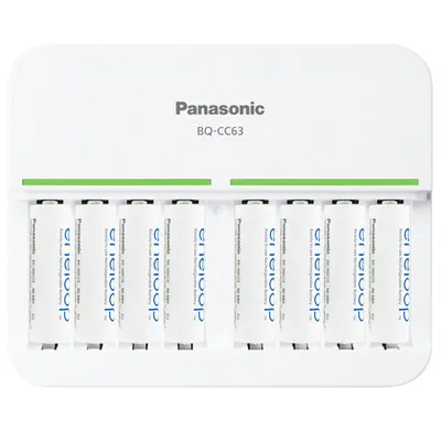 Produktbild von 8fach Panasonic Schnell-Ladegerät und 8 Stück eneloop Standard Mignon AA BK-3MCC