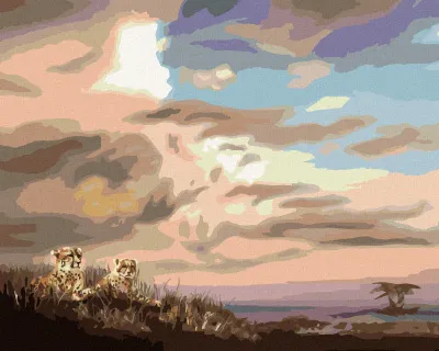 Produktbild von Zuty - Malen nach Zahlen - GEPARD UND HIMMEL (D. RUSTY RUST), 40x50 cm, mit Keilrahmen (bereits gespannt)