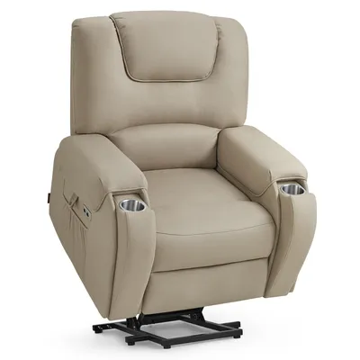 Immagine prodotto di M MCombo Poltrona TV con supporto elettrico, con massaggio e riscaldamento, reclinabile fino a 145°, 7252 (microfibra, beige-marrone)