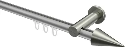 Produktbild von Interdeco Innenlaufstange / Gardinenstange mit Innenlauf Silbergrau / Edelstahl-Optik, Typ Platon Savio (Kegel), 20 mm Ø 1-läufig, 200 cm