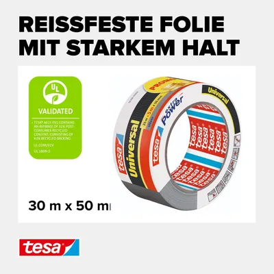 Obrázek produktu pro TESA 56396-00000-00, Šedá, Slepování, Zapínání, Ruční výroba, Značení, Oprava, Posilující, Textil, Odolné vůči vodě, 25 m, 50 mm