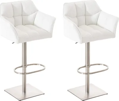 Produktbild von 2er Set Barhocker HLO-CP1 Kunstleder edelstahl  weiß