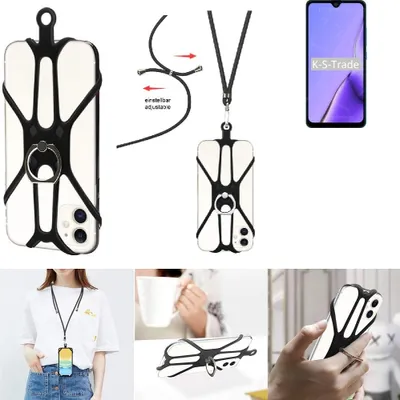 Produktbild von K-S-Trade 3in1 Handykette Handyband Handykordel Halsband Smartphone-Ring Handy-Ring kompatibel mit Cubot Note 7 Fingerhalterung Handyring