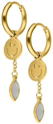 Produktbild von Wildcat Ohrringe - Mini Smiley with Radiant Hanger Hoops Pair - Gold - Chirurgenstahl 316L - wasserfest, langlebig, hautverträglich, Gold