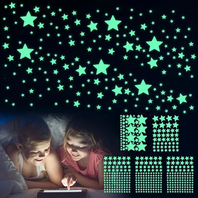 Productafbeelding van TRANKIELO® - 469 stuks glow in the dark sterren muurstickers - decoratieve sterren voor kinderkamer, woonkamer en slaapkamer