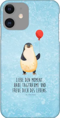 Produktbild von Mr. & Mrs. Panda Iphone 11 Handyhülle Pinguin Luftballon - Eisblau - Geschenk, Handy Schutzhülle, Glück, XR, Cover, Hülle, Liebe, Tagträume