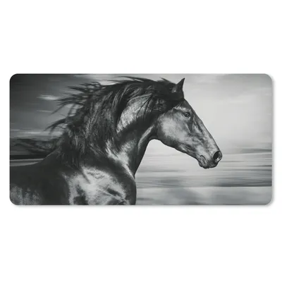 Produktbild von MuchoWow® Mauspad Mousepad Pferd - Tiere - Schwarz - Weiß 60x30 cm - Mousepads - Maus Mat - Pad - Mausunterlage - Nachhaltig