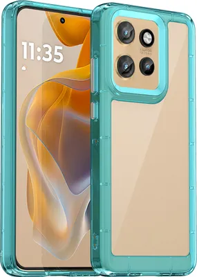 Image de Etui pour Motorola Edge 50 Neo transparent, antichoc étui de protection en silicone TPU bleu ciel