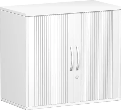 Produktbild von Geramöbel Anstell-Querrollladenschrank Oberboden 25 mm, mit Stellfüßen, abschließbar, 800x425x720, Silber/Weiß, S-381110-SW