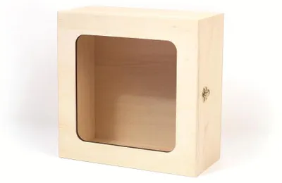 Zdjęcie produktu dla Drewniane pudełko z okienkiem 21 x 21 x 10 cm