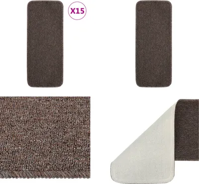 Produktbild von vidaXL Antirutsch Stufenmatten 15 Stk. 60x25 cm Braun Rechteckig - Stufenmatte - Stufenmatten - Antirutsch Stufenmatte - Antirutsch Stufenmatten