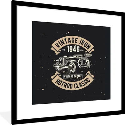 Produktbild von MuchoWow® MuchoWow® Gerahmtes Poster Mancave - Auto - Schwarz - Vintage 40x40 cm - Poster mit zchwarzem Bilderrahmen - Poster - Plakat im Rahmen
