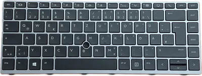 Produktbild von DEUTSCHE-Tastatur Schwarz , Silber Rahmen,Trackpoint für HP EliteBook 840 G5 3ZG47ES