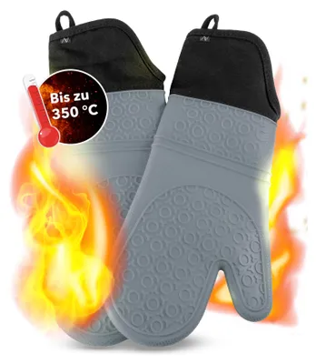 Immagine prodotto di AVANA Guanti da forno in silicone Guanto da cucina antiscivolo resistente al calore con fodera in morbido cotone Guanti fino a 350°C - Grigio