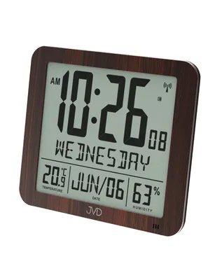 Obrázek produktu pro Rádiem řízené digitální hodiny s budíkem JVD hnědé DH9335.2, 25cm