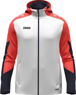 Productafbeelding van JAKO Fleecejack met capuchon, maat XXL, wit/koraal/marineblauw