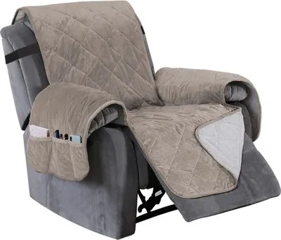 Produktbild von Sesselschoner Gesteppter Samt Sofa Bezug Möbelschutz Schonbezug für Familie mit Haustieren und Kindern, Grau Liege