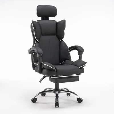 Produktbild von Bürostuhl LEON, ergonomischer drehbarer Bürosessel, verstärkte Stahlkonstruktion, höhenverstellbarer Sitz, schwarze Polsterung, für Büro und Homeoffice
