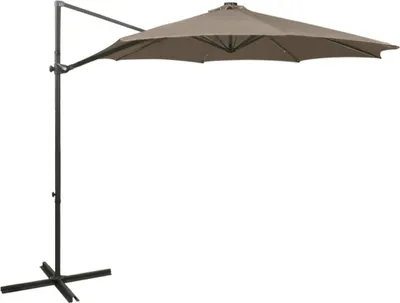 Image de The Living Store Parapluie avec mât et LED Taupe 300 cm