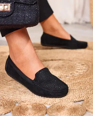 Produktbild von Schwarze Damenmokassins mit Zirkonen Bretika - Footwear, Größe 36