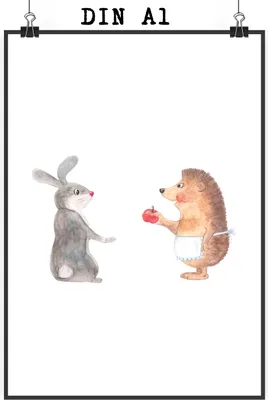 Produktbild von Mr. & Mrs. Panda Bild Hase Igel DIN A1 - Weiß - Geschenk, Wandbild, Herzschmerz, Trösten, Liebe Spruch, wanddeko, Trennungsschmerz, Design Poster, kunstposter, Kunstdruck