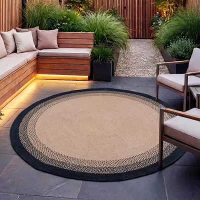 Image de Volero - Tapis d'intérieur et d'extérieur rond - Florence Noir - Ø 230 cm