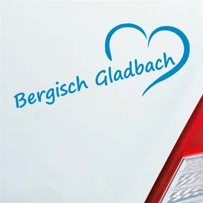 Produktbild von Auto Aufkleber Bergisch Gladbach Herz Stadt City Liebe Love 19,5x8 cm Hellblau Sticker Heckscheibenaufkleber