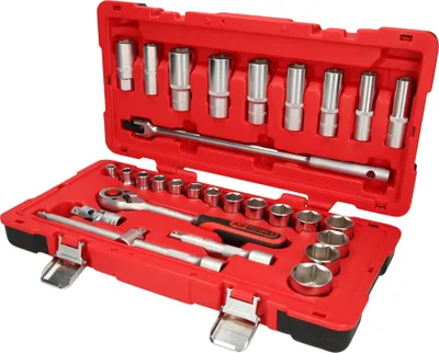 Produktbild von KS Tools 951.0630, Steckschlüssel-Satz, 1/2", 30 Kopf/Köpfe, Chrom-Vanadium-Stahl, 5,87 kg