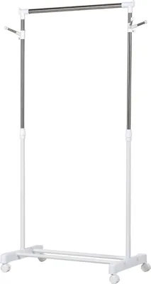 Image de Portemanteau - Porte-manteau sur roulettes - Réglable en hauteur - Mobile - Autonome - A monter - 68,5 x 42 x 87-145 cm