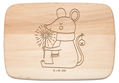 Produktbild von Mr. & Mrs. Panda Holzbrett Maus Weihnachten - Transparent - Geschenk, Frühstücksbrett, Weihnachtsgruß, Weihnachtsmotiv, schneidbrett, Frohe, Mäuschen, Holzbrettchen